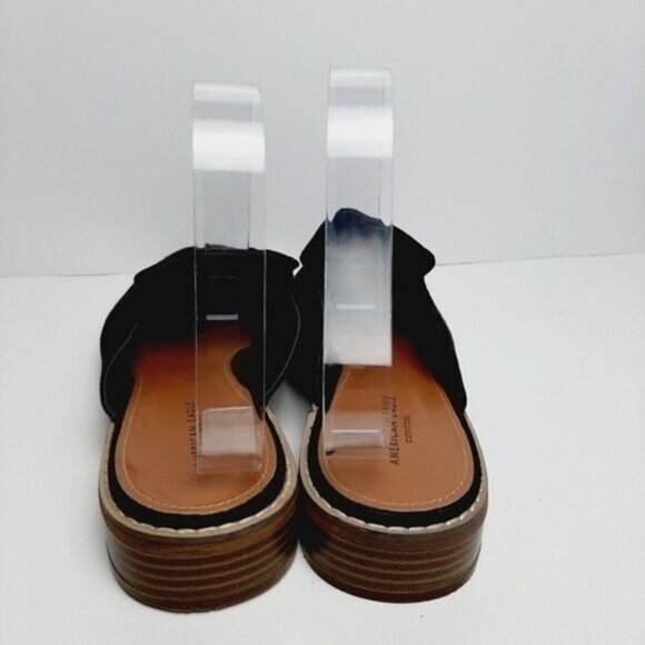 AEO American Eagle Flat slip-on Shoes Mules Black Faux Suede Sz 9 - Picture 7 of 13